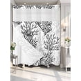 thumbnail image 4 of Black Gray Coral Coastal No Hook Shower Curtain Waterproof,Bathroom Curtains with Snap in Liners and See Through Top Window,Summer Beach Seaside Nautical Hotel Style Bathtub Curtains Shower 72"Wx72"L, 4 of 8
