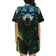 thumbnail image 6 of Fotbe Fluorescent Wolf Print Pajama Set for Women 2 Piece Loungewear Short Sleeve Tops and Shorts Set Soft Sleepwear-Large, 6 of 7
