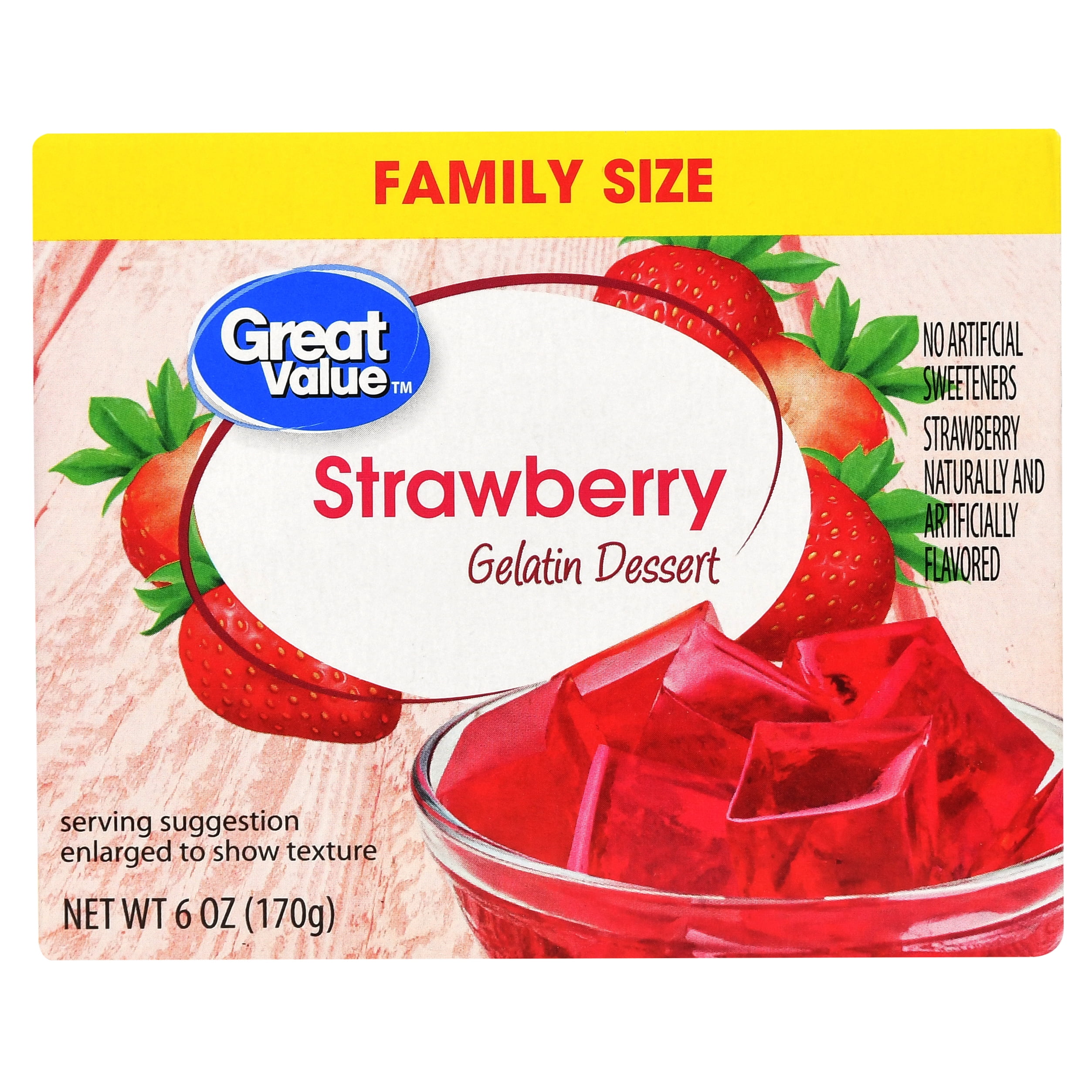 Great Value Gelatin Dessert, Strawberry, 6 oz