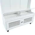 thumbnail image 5 of 5-in-1 Entryway Bench with Shutter-shaped doors, Coat Rack, Cushion and 4 Sturdy Hooks, 47.2'' Wide Hall Tree with Storage Bench for Hallway, Entryway, Living Room, White, 5 of 5