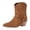1Yellow, variant on Women's Suede Ankle Boots Pointed Toe Western Buckle Cowboy Boots Chunky Stacked Heel Side Zipper Cowgirl Riding Boots