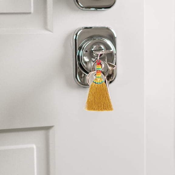 EXHUMKY Retro Broom Shape Keychain Pendants Details Good Texture for Decoration