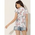 thumbnail image 3 of Blusa de satén Allegra K floral con cuello alto Blanco XL, 3 of 6
