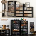 thumbnail image 3 of Collapsible Stackable 400Gal Heavy Duty Storage Bins with Lids, 5-Pack Rolling Organizer Cabinet with Doors for Home & Bedroom, Black, 39.4" W, 3 of 7