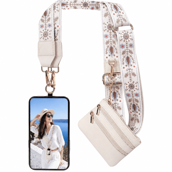 Clip and Go Strap for Phone with Wallet, Phone Strap with Zippered Wallet, Adjustable Anti Theft Cellphone Lanyard for Women, Cellphone Chain Accessories