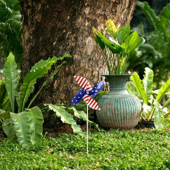 NUOLUX 12pcs Independence Day Pinwheel Outdoor Four Leaf American Spinner