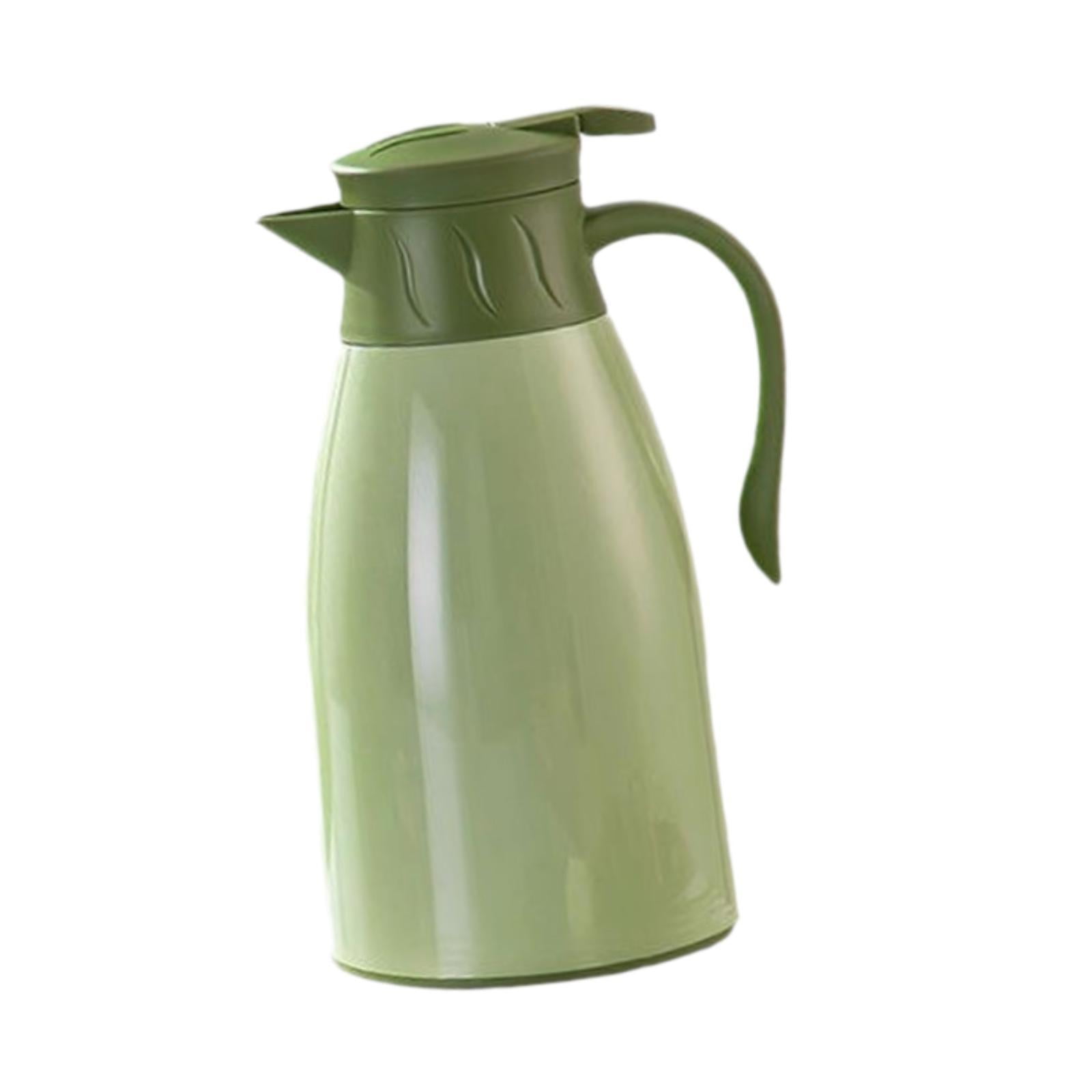 Fiocias Vacuum Insulated Pitcher Water Jug Portable Fashion Portable with Lid No Leakage Green