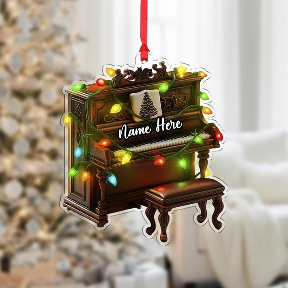 Personalized Upright Piano Acrylic Christmas Ornament Custom Name, Music Lover Holiday Tree Decor, Pianist Gift, Classic Home Keepsake