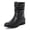BlackPU 974, variant on Women's Slouchy Riding Ankle Booties, Round Toe Casual Versatile Comfort Short Boots