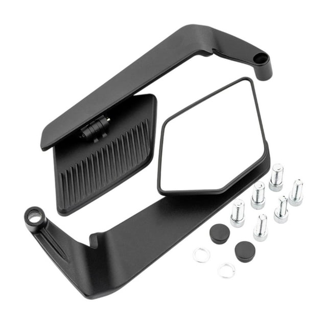 Espejos retrovisores genéricos para motocicleta, espejo lateral universal con ala de viento, con M8 y M10 Blanco y negro