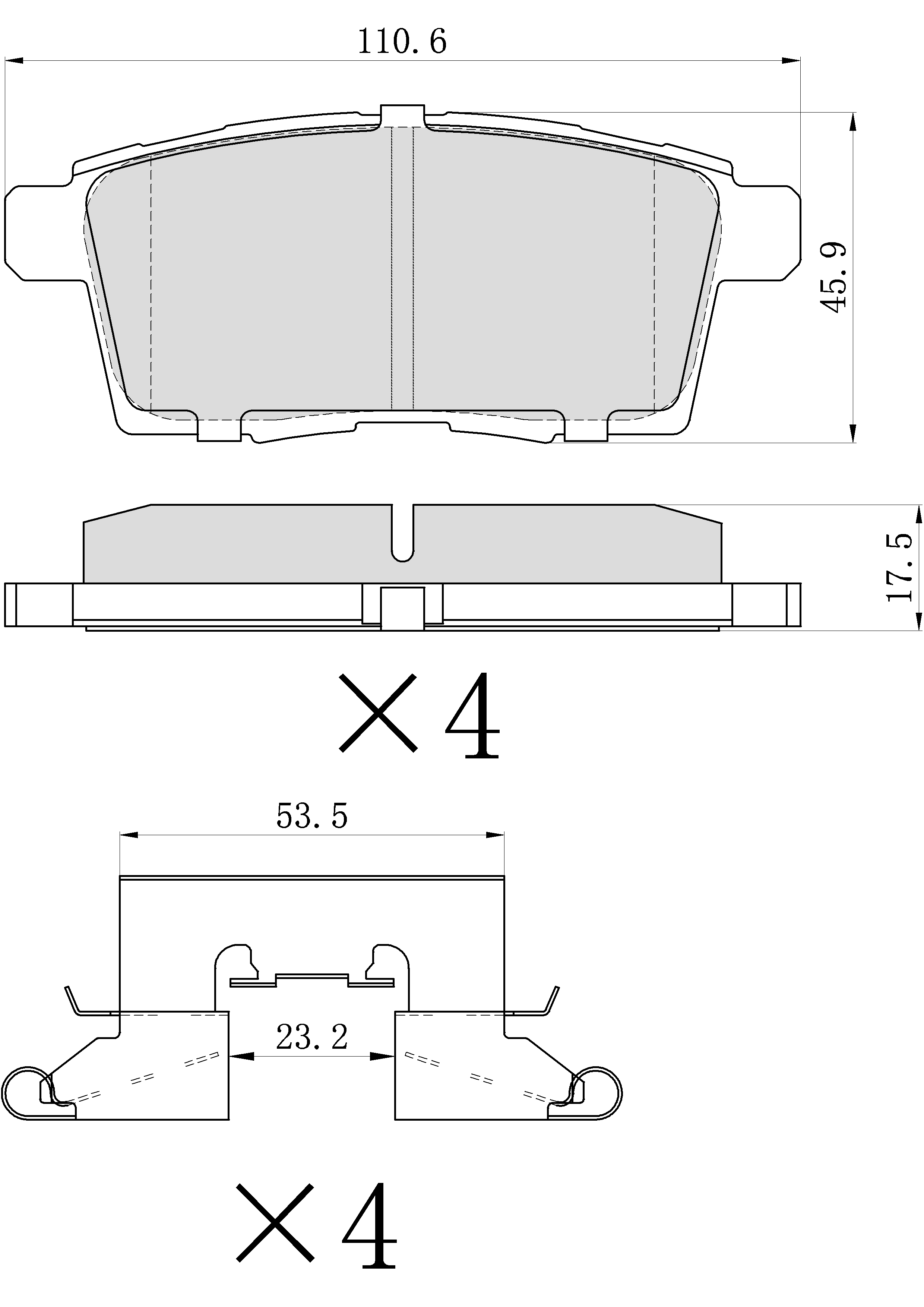 UltraHC 700 Brake Pad Set, Rear HC7.1259.0.C, Ford Edge 2010-2007