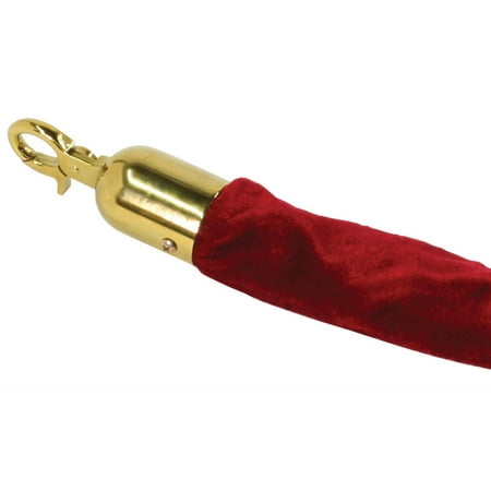 Brass Rope Handle - 6 1/2-Feet Crowd Control Velvet Rope with Brass Hooks - Burgundy (Set of 2) (RP2MRRBR03)