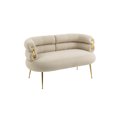 thumbnail image 5 of Modern Accent Chair, Upholstered Living Room Chair, Barrel Chair with Golden Metal Legs Single Sofa Reading Chair for Bedroom Living Room, 5 of 6