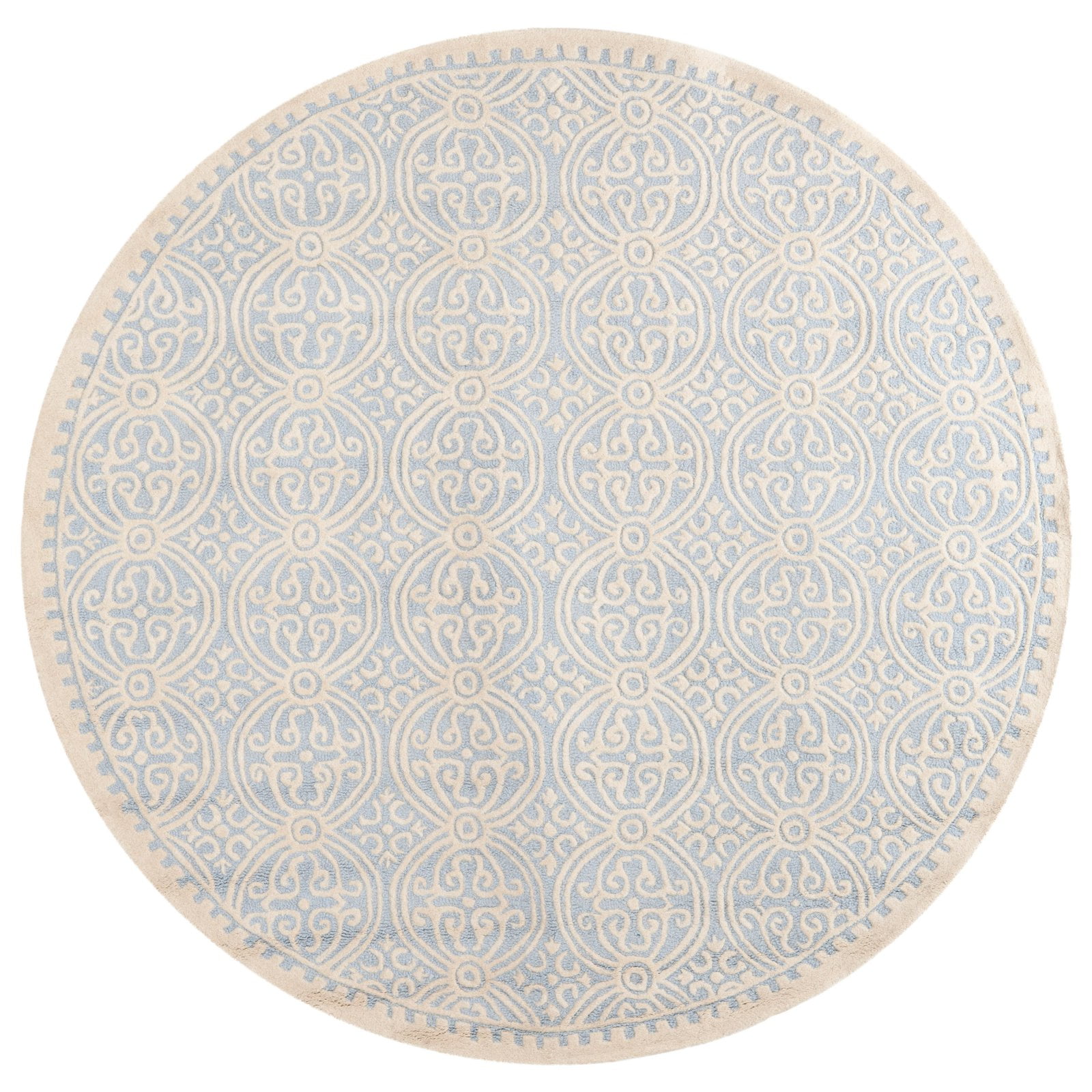 SAFAVIEH Cambridge Leslie Geometric Wool Area Rug, Lavender/Ivory, 8' x 8' Round