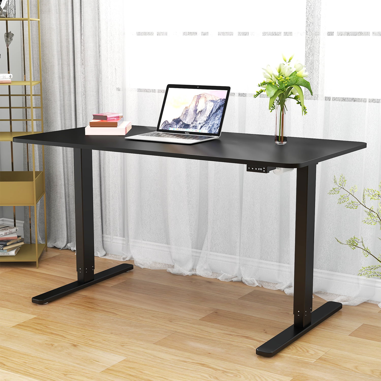 Ahead Still Or Electric Height Adjustable Standing Desk, 48'' x 24'' Sit Stand Home Office  Desk with Splice Board, Black - Walmart.com