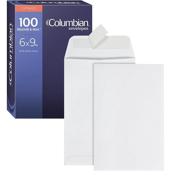 Catalog Envelopes, 6 x 9, Release & Seal Self-Sealing Closure, 28 lb White Wove, 100 per Box (COLO652)
