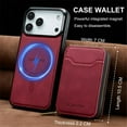 thumbnail image 3 of 2 In 1 Detachable Leather Wallet and Phone Cases Compatible With IPhone 17 Pro Max 6.9" Wallet Case Zipper Pocket MagSafe Magnetic Phone Cases,Red,For iPhone 17 Pro Max, 3 of 7