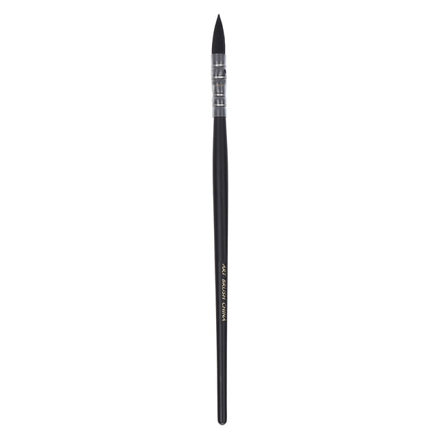 Round Pointed Painting Brush, Nylon Wool Watercolor Brush Strong Sturdy Flexibility Round Design Soft Nylon Wool For Writing For Painting Black