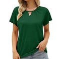 thumbnail image 3 of Camiseta de manga corta XXL verde sencilla, cómoda y elegante con escote recortado, 3 of 5