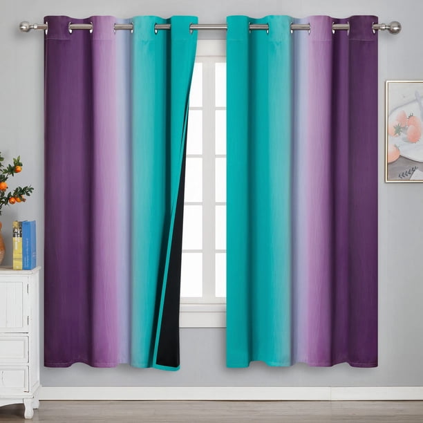 Cortinas Blackout Estelar Textiler Ombre Azul Turquesa/Púrpura 180x180 cm