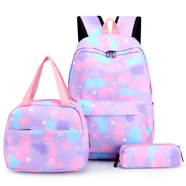 Ensemble de 3 Pcs Sac pour Ordinateur Grande Capacité Mode Femmes Nylon pour Cadeau (Rose)
