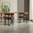 thumbnail image 3 of 2 Pieces Accent Chair, Upholstered Living Room Accent Chair, Arm Chair with Solid Wood Frame for Bedroom, Reading Room, Living Room, Dark Brown, 3 of 8