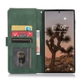 thumbnail image 5 of Compatible With Samsung Galaxy S21 Ultra Wallet Case Full Coverage Metal Zipper and Buttons Design Dual Layer Kickstand Card Pocket Slim & Lightweight Shockproof Wrist Strap Phone Case,Darkgreen, 5 of 12