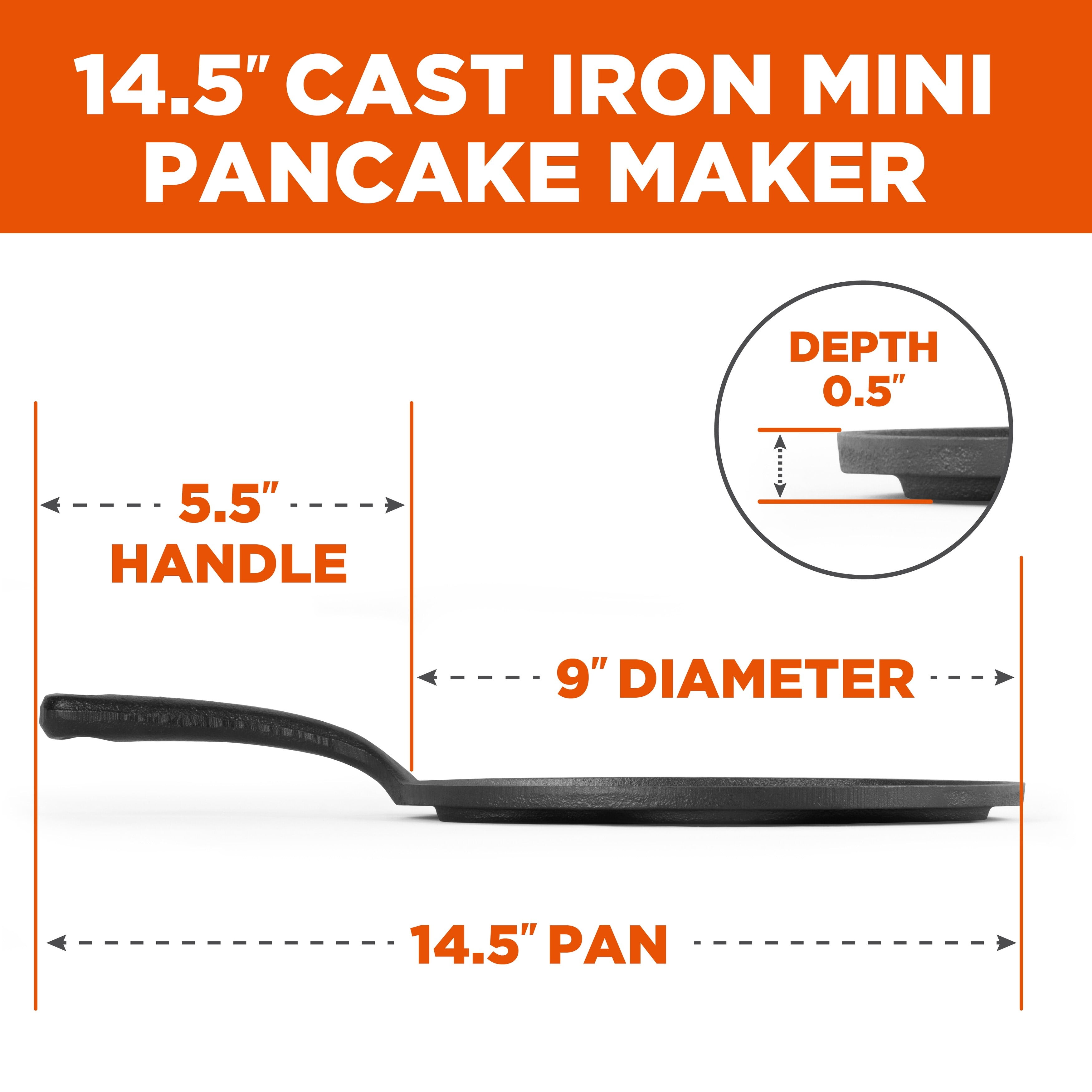 Cast Iron Mini Small Shallow Skillet Griddle Pan Pancake Egg 5”x 9