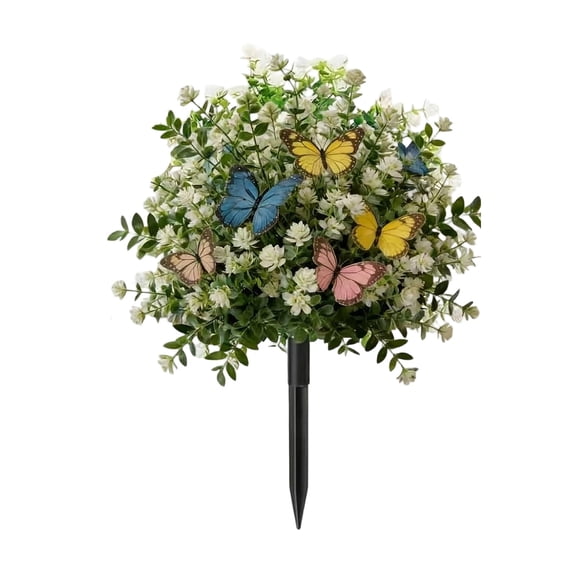17.7In Realistic Artificial Ground Stake Flower for Outdoor Ornament - Uv Resistant Fake Flowers, Cemetery Memorial Day, Faux Flowers for Outdoor Planters, Low Maintenance Plastic Plants