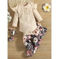 thumbnail image 2 of Dooleck Infant Girl Clothes Ribbed Outfit Ruffle Bodysuit Halen Pant Set Sleepwear, 2 of 8