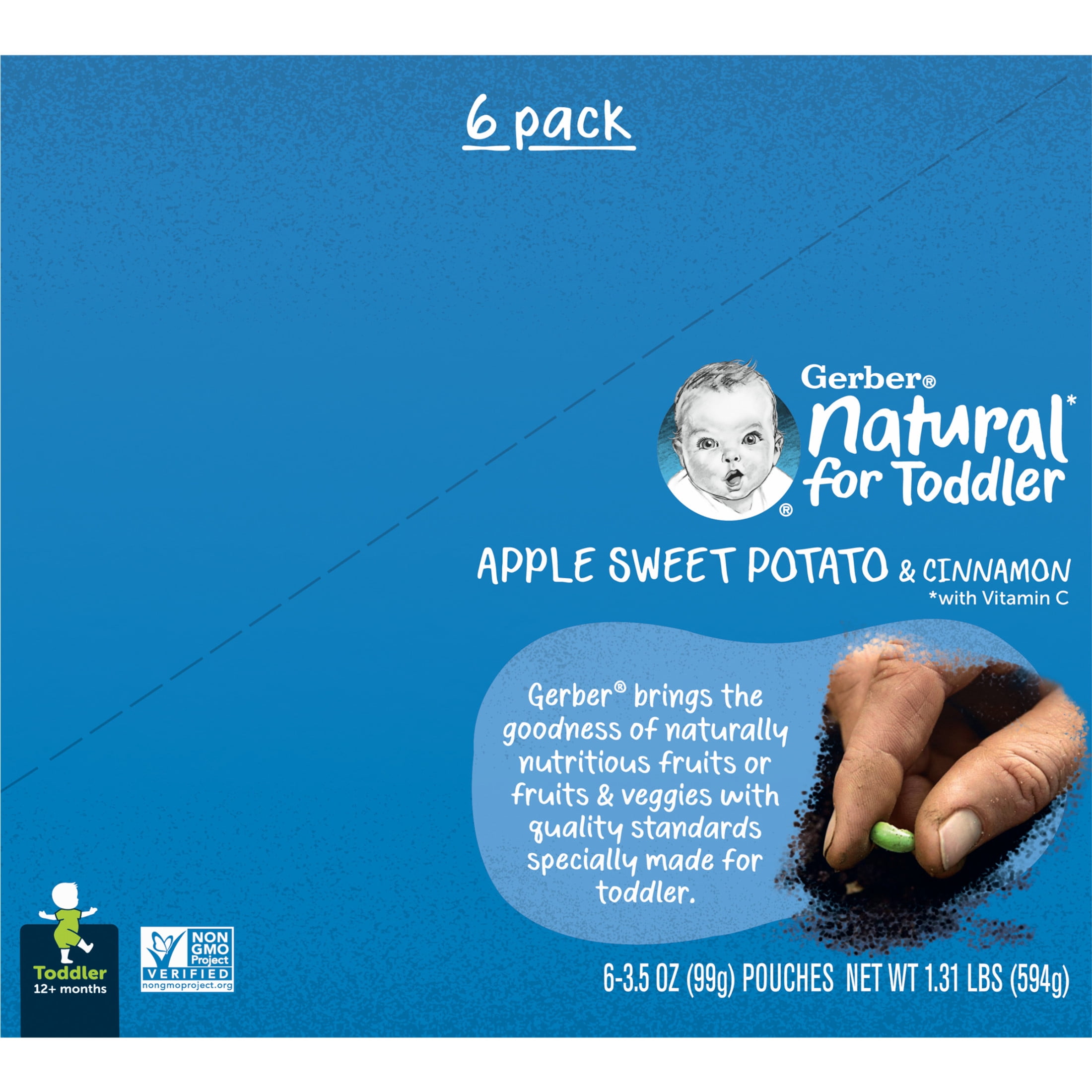 Gerber Toddler Food, Apple Sweet Potato with Cinnamon, 3.5 oz Pouches (6 Pack)