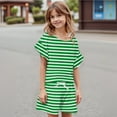 thumbnail image 5 of Abcomgle Girls 2 Piece Outfits 4-16 Floral Print Ruffle Sleeve T Shirts and Elastic Waist Shorts Cute Preppy Girls Outfits 8-9 Years,Green, 5 of 5