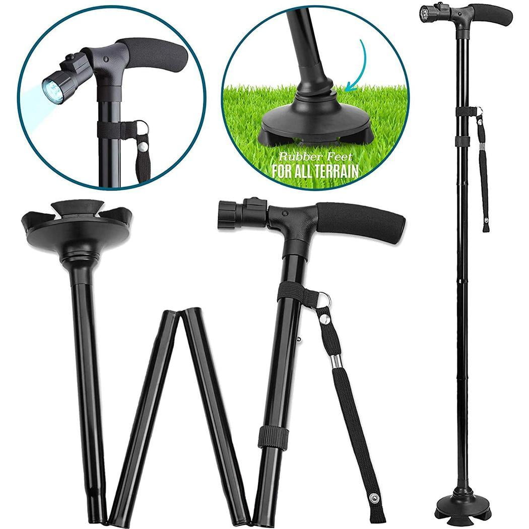 Old Man Walking Stick Telescopic Folding Canes LED Light Safety Walking