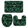 thumbnail image 2 of Summer Turtle Backed Leaves Bathroom Rugs Set Vintage Tropical Plant Non Slip Absorbent Soft Bath Mats 3 Piece Set with Bathroom Rug, U-Shaped Floor Mat, Toilet Seat Cover Small Size, 2 of 9