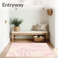 thumbnail image 3 of ODIKA 4'x6' Machine Washable Non-Slip Area Rug, Abstract Brushstroke Contemporary Artisan High Traffic Rug, Pink, 590631, 3 of 7
