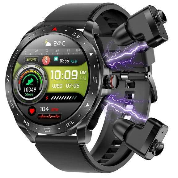 EIGIIS 2-IN-1 Business Sports Style Smart Watch with Earbuds for Men 1.52" IPS Touch Screen Sports Smartwatch 110  Sports Modes Fitness Tracker Sleep Monitor MP3 Music Watch for iPhone Android