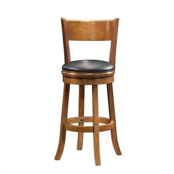 Kingfisher Lane 30" Contemporary Wood Swivel Bar Stool in Fruitwood Brown