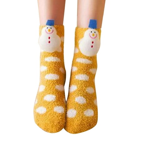 

Worallymy Christmas Anti-slip Floor Socks Coral Velvet Autumn Winter Home Casual Floor Socks