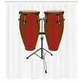 thumbnail image 3 of Ambesonne Drums Shower Curtain, Pair of Cultural Conga Drums, 69"Wx84"L, Ruby and White, 3 of 3