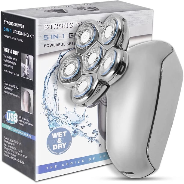Afeitadoras de cabeza compatibles con hombres calvos, maquinilla de afeitar eléctrica 5 en 1 resistente al agua compatible con hombres con pantalla LED, 6d flotante recargable, mojado/dr Afortunado Sencillez