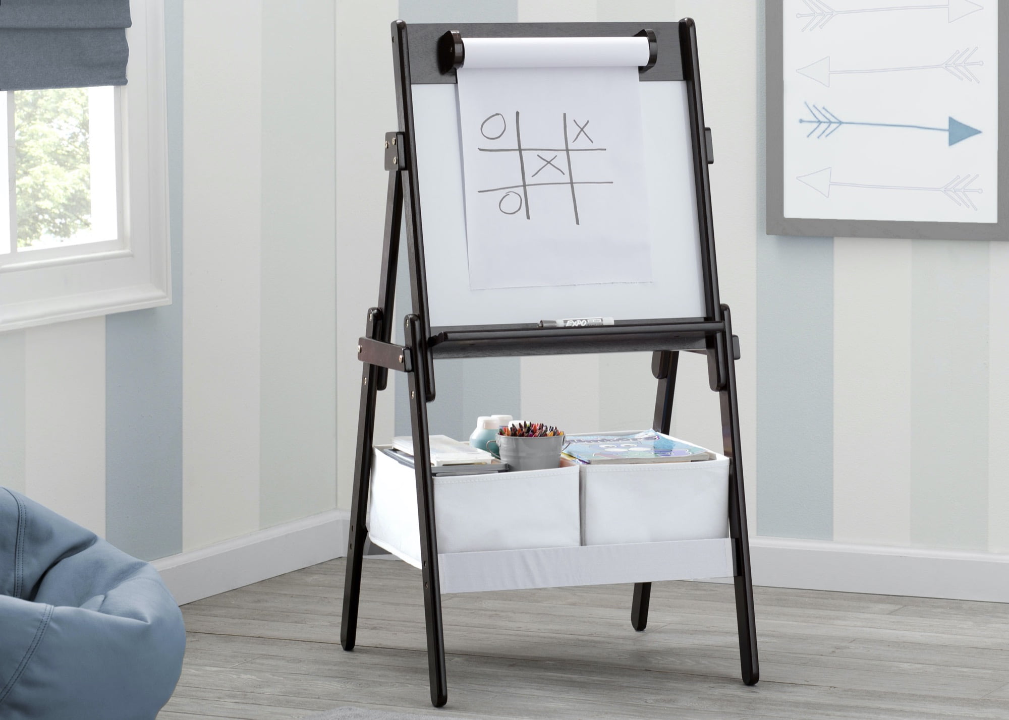 Delta Children Classic Kids Whiteboard/Dry Erase Easel with Storage, Dark Chocolate