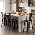 thumbnail image 6 of Gymax Metal Bar Stools Set of 4 24'' Counter Height Barstools w/ Backrests&Footrests Black, 6 of 10