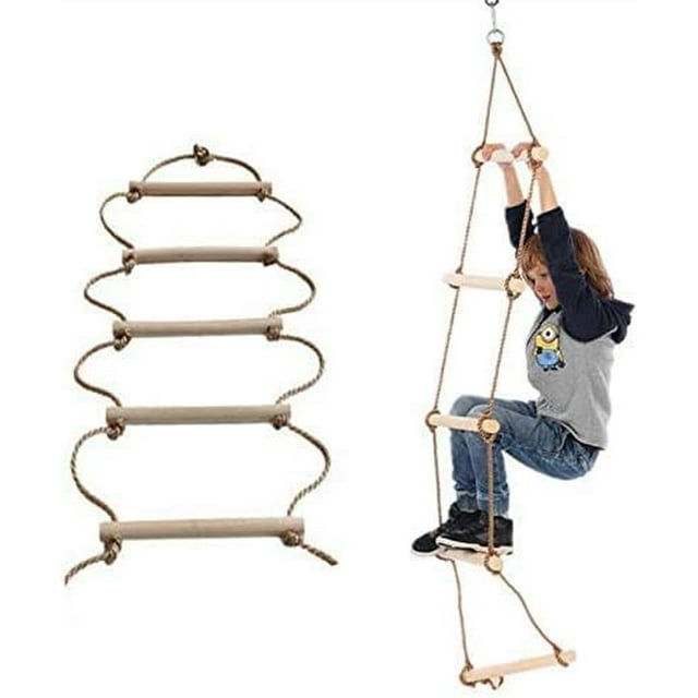 ISOP Swing Set Rope Ladder for Kids 6 / 10 / 16 ft and Adults - Treehouse Ladder for Children - Exercise Climbing Equipment - Multiple Use Outdoor Ladder