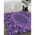 thumbnail image 3 of Ahgly Company Tapis Rond Lavable en Machine Intérieur Transitionnel Violet, 5 Pieds Rond, 3 of 7