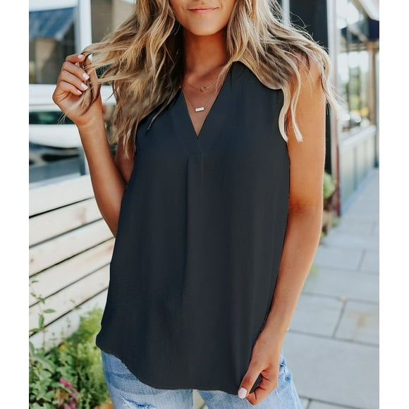 Mefallenssiah Camisole top Women Casual V-Neck Summer Satin Sleeveless Blouse Basic Solid Camisole Tank tops