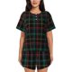 thumbnail image 1 of Fotbe Buffalo Plaid Dark Green Conjunto de Pijama Estampado para Mujer, 2 Piezas, Ropa de Dormir con Camiseta de Manga Corta y Shorts Suaves-Medium, 1 of 6