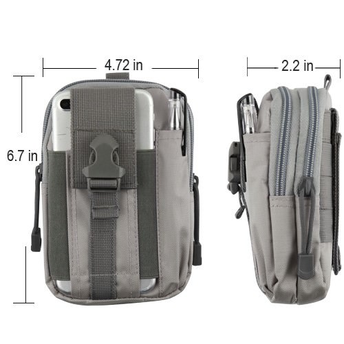 Heavy Duty Sports Waist Pack Pocket Belt for HTC One M9, Desire 555, 650, 512, 530, 10, 626, 510, One M8, 601, One/ M7, One SV, EVO 4G LTE, One X, U11 Life, 520, 526, 626S, 612 (Gray) - image 4 of 7
