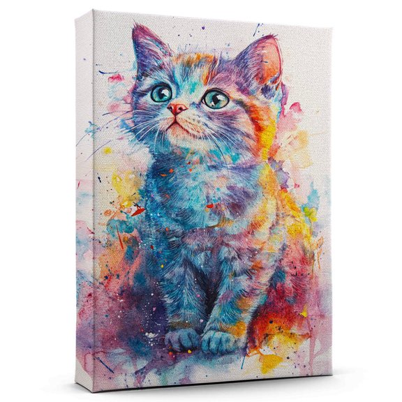 British Shorthair Cat Red Canvas Wall Art Animal Decor, British Shorthair Cat Red Canvas Prints Wild Animal Artwork for Living Room Bedroom Office 190HD107