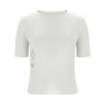 thumbnail image 5 of Ltctricy Women's Summer Tops Trendy Short Sleeve Boat Neck Solid Color Pleated Soft Casual T Shirts Tunic Tee Blouses, 5 of 7