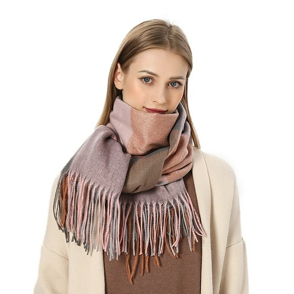 Warm Winter Scarf Hat Glove Sets Women Nyc Extree Women's Scarf Gray and Red Double Carriage Autumn Winter Women Fashion Plaid Printed Keep Warm Scarf With Tassels Long Scarves Wrap